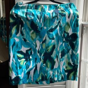 Jones & Company blue & green pencil skirt